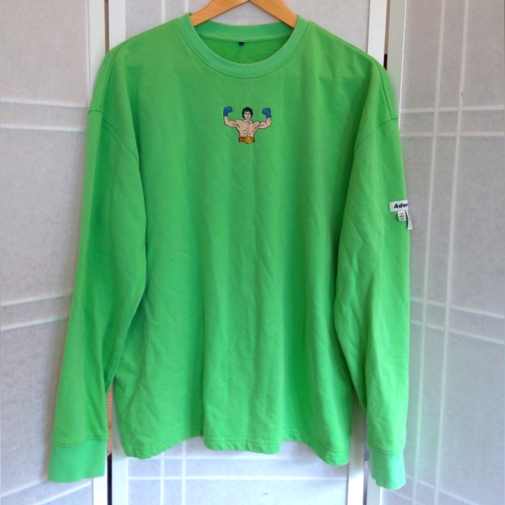 Ader Error Boxer print oversized neon green sweatshirt